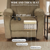 Power Recliner Chair with Massage, Electric Lift Chair for Elderly with Side Pockets, 2 Memory Positions, Remote, Brown