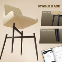 Upholstered Kitchen Chairs, Modern Dining Chairs Set of 4 with Diamond Tufting and Steel Legs for Dining Room, Khaki