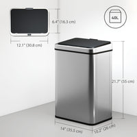 10.6 Gal (40 L) Automatic Garbage Can w/ Soft-Close Lid, Touchless Trash Can with Fingerprint Resistant Stainless Steel