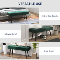 39 Inches Upholstered Bedroom Bench, Modern End of Bed Bench with Steel Legs, Green