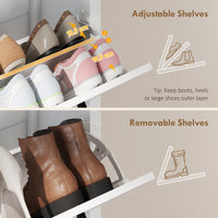 Shoe Cabinet with 3 Flip Drawers, Farmhouse Narrow Shoe Storage Cabinet with Adjustable Shelves, White
