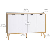 Modern Sideboard and Buffet, Dining Room Cabinet with Adjustable Shelves and 4 Doors, Natural