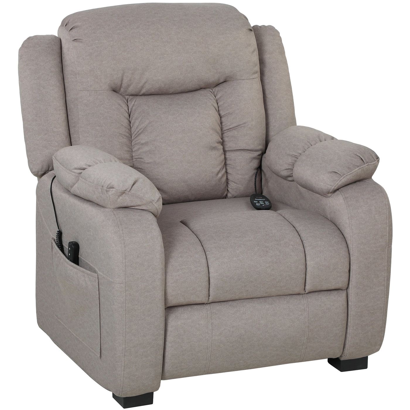 Massage Recliner Chair with Quiet Brushless Motor Pet-Friendly Fabric Power Recliner with 2 Memory Positions Brown