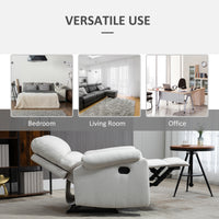 Recliner Chair, Manual Reclining Chair with Footrest, Padded Seat for Living Room, Bedroom, Study, Cream White