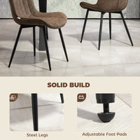 Dining Chairs Set of 4, PU Leather Upholstered Kitchen Chairs with Backrest and Steel Legs for Dining Room, Brown
