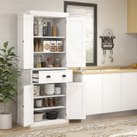 72" Kitchen Pantry, Freestanding Storage Cabinet with Adjustable Shelves, Drawer, Doors, Anti-tip Design, White