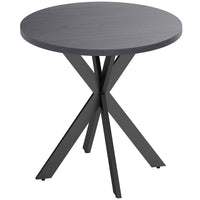 29" Dining Table, Contemporary Round Kitchen Table with Steel Legs, Black