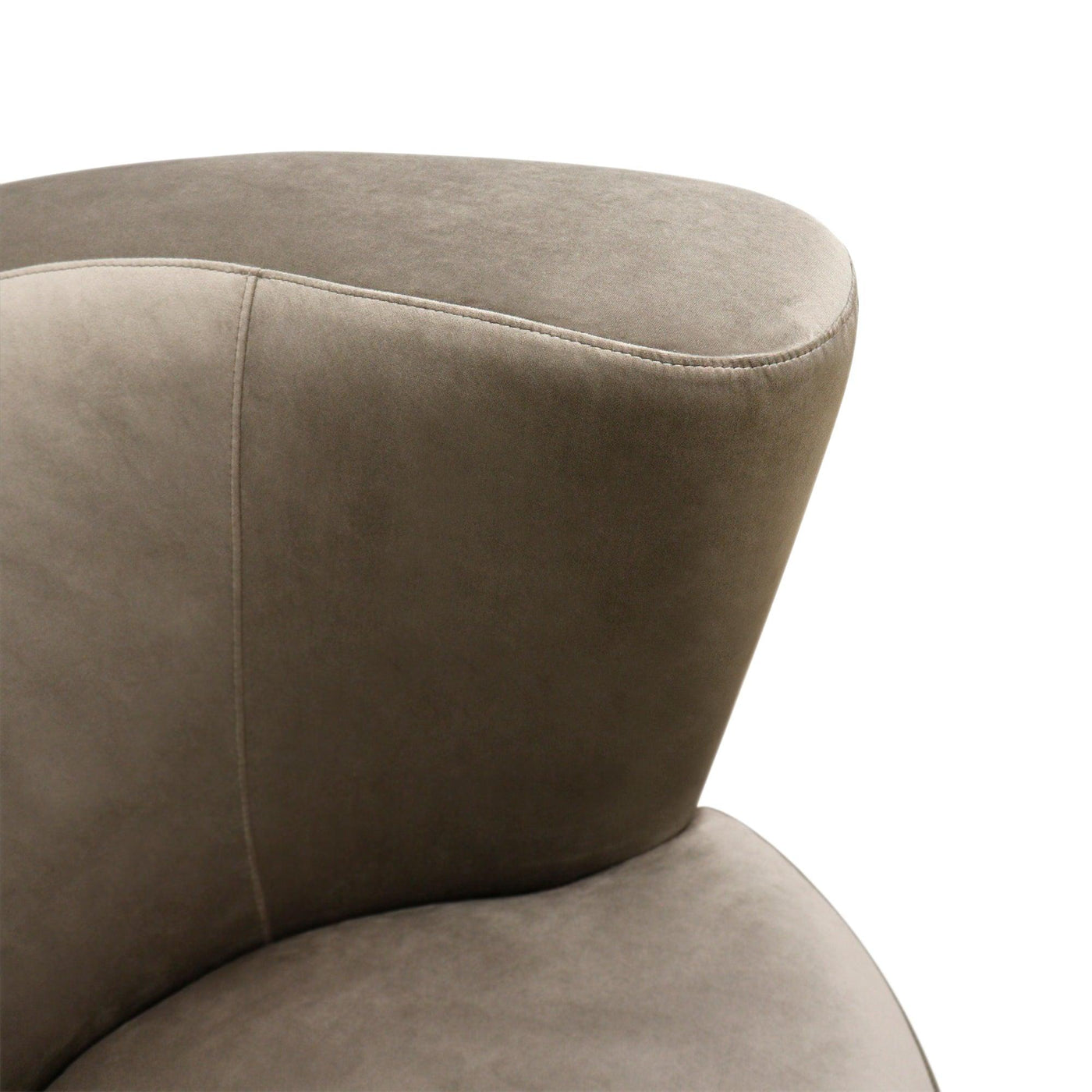 Canvello Velvet Mocha Color Upholstered Swivel Crescent Chair-4