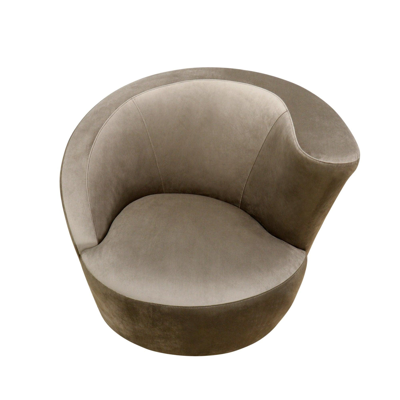 Canvello Velvet Mocha Color Upholstered Swivel Crescent Chair-3