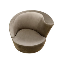 Canvello Velvet Mocha Color Upholstered Swivel Crescent Chair-3