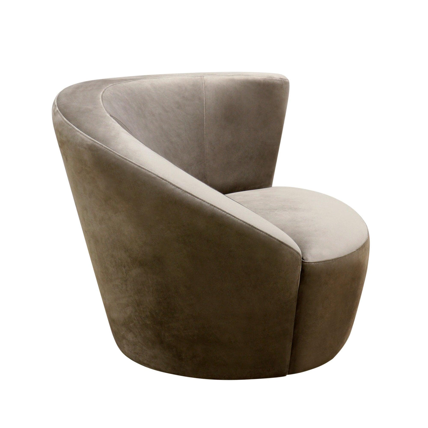 Canvello Velvet Mocha Color Upholstered Swivel Crescent Chair-1