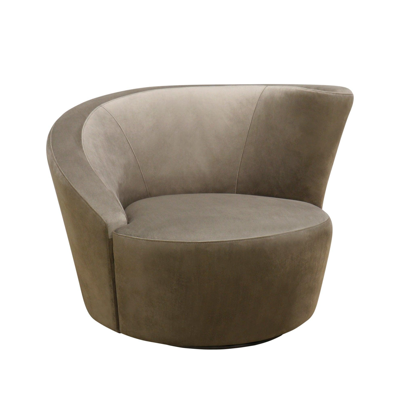 Canvello Velvet Mocha Color Upholstered Swivel Crescent Chair-0