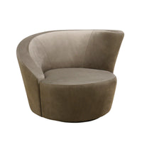 Canvello Velvet Mocha Color Upholstered Swivel Crescent Chair-0