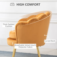 Modern Accent Chair, Velvet-Touch Fabric Leisure Club Chair with Gold Metal Legs for Bedroom, Yellow