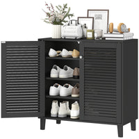 Shoe Cabinet with Adjustable Shelves Shoe Storage Cabinet with 2 Doors for Entryway Hallway Black