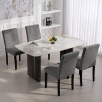 Modern Dining Chairs Set of 4, Kitchen Chairs with Rubberwood Legs and Padded Seat, Dark Grey