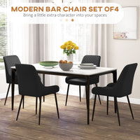 Modern Dining Chairs PU Leather Metal Legs Set of 4 Kitchen Chairs Living Room Quality Design Mid-Class Black