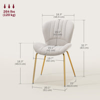 Dining Chairs Set of 4, Modern Accent Chair with Cushioned Backrest, Upholstery for Living Room, Cream White