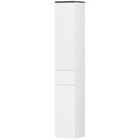 Tall Bathroom Cabinet with 2 Cupboards and Drawer, Slim Bathroom Storage Cabinet with Adjustable Shelves, White