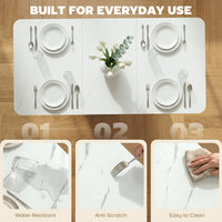 Drop Leaf Dining Table, Mobile Folding Table on Wheels with Drawers and Cabinet for Dining Room, Kitchen, Marble White