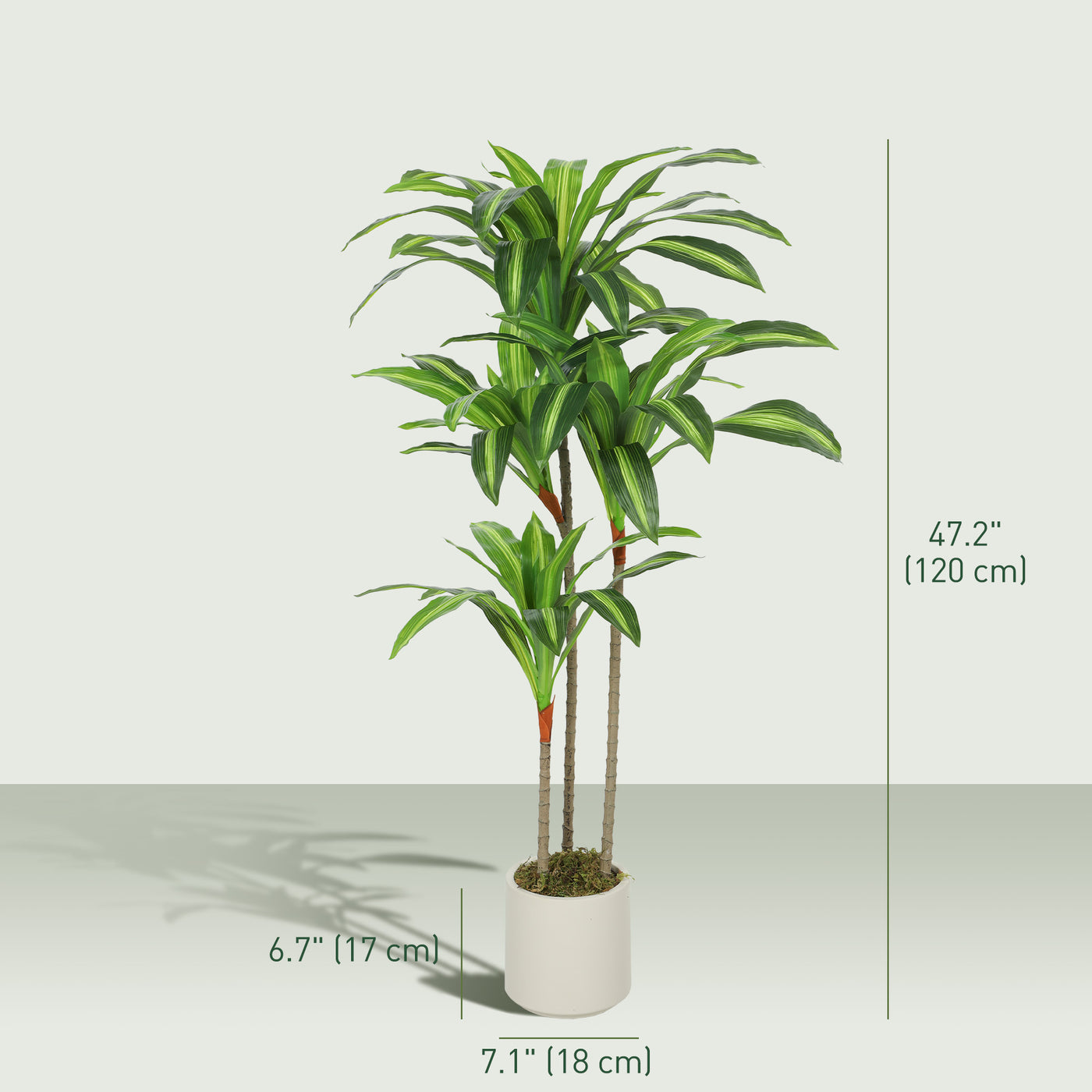 4FT Dracaena Fake Plant, Artificial Plant with Bendable Trunks for Home Office Decor, Green