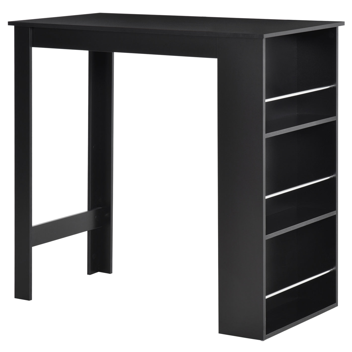 Bar Table Counter Height Dining Table with 3 Storage Shelves for Kitchen, Dining Room, Living Room, Black