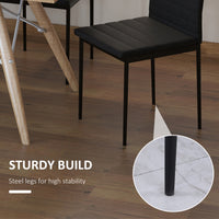 Modern Dining Chairs High Back Upholstered Linen Fabric with Metal Legs for Kitchen Black