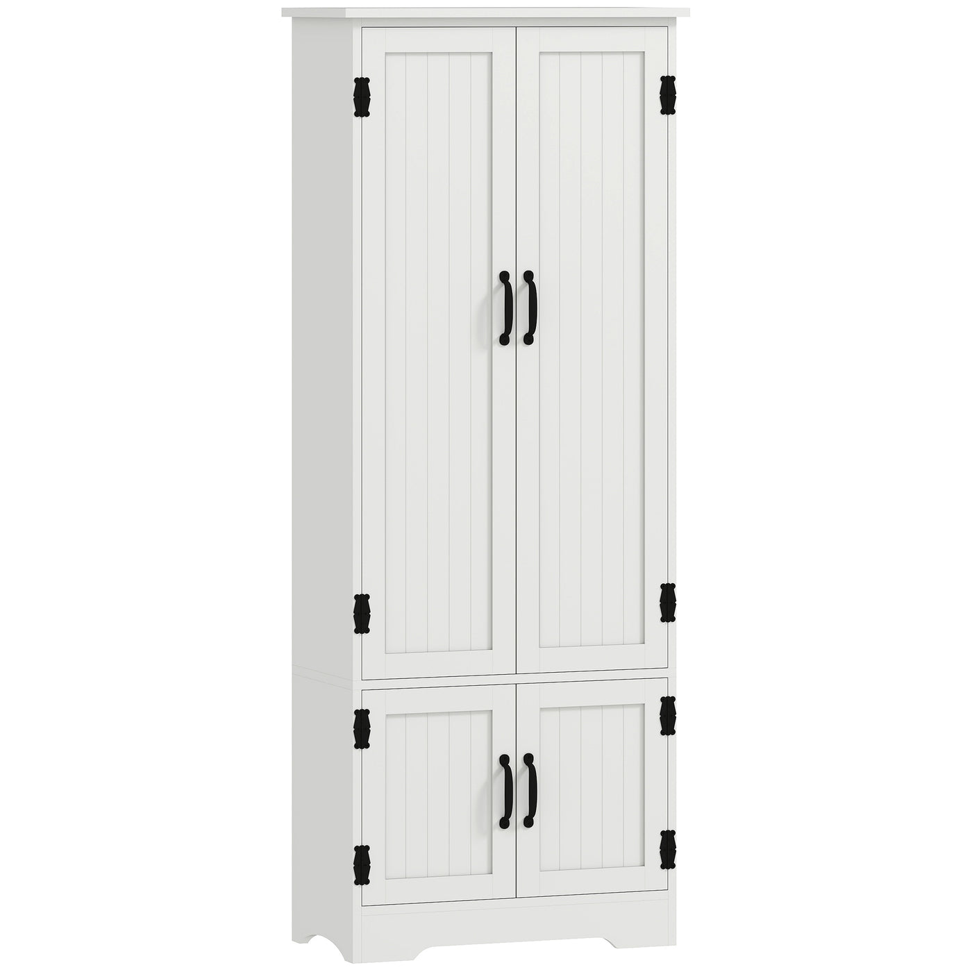 60" 4-Door Storage Cabinet Multi-Storey Large Space Pantry with Adjustable Shelves White