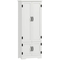60" 4-Door Storage Cabinet Multi-Storey Large Space Pantry with Adjustable Shelves White