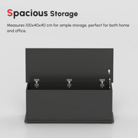 39.5" Storage Chest with 2 Safety Hinges, Storage Box Organizer with Flip-Top Lid, Entryway Storage Bench, Black