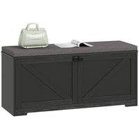 Shoe Storage Bench with Padded Seat, Entryway Bench Holds up to 352 lb, Shoe Organizer, 8 Pairs, Black Wood Grain