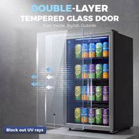 3.2 Cu.Ft Beverage Refrigerator, 139 Can Beverage Fridge Cooler with Double-Layer Glass Door