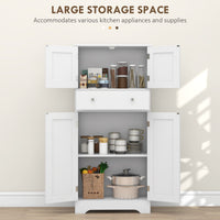 50.5" Kitchen Storage Cabinet, Modern Kitchen Pantry Cabinet with 4 Doors, Drawer, Adjustable Shelf, White