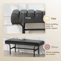 Bedroom Bench PU Leather End of Bed Bench with Cylindrical Seat and Metal Legs for Bedroom Living Room Hallway Black