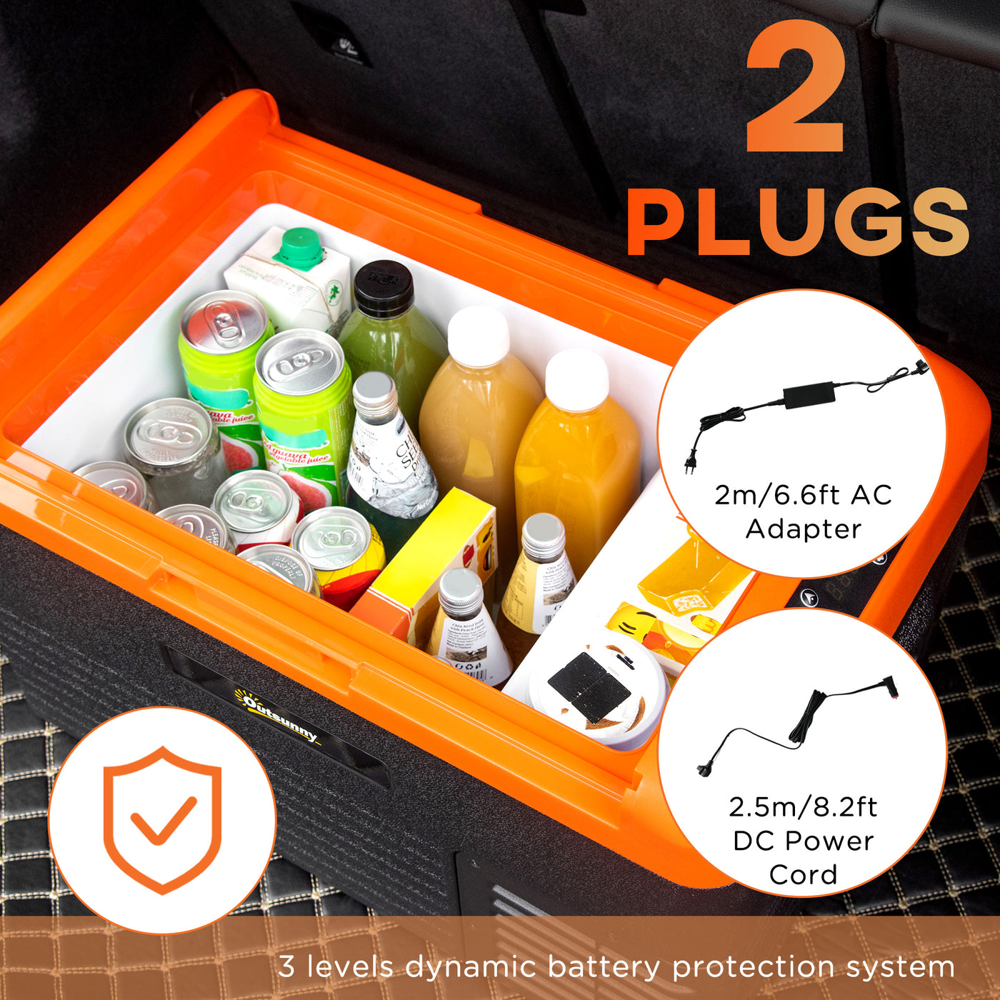 32 Quart Car Fridge, Portable Freezer, Electric Cooler Box with 12/24V DC and 100-240V AC for Camping, Driving, Picnic