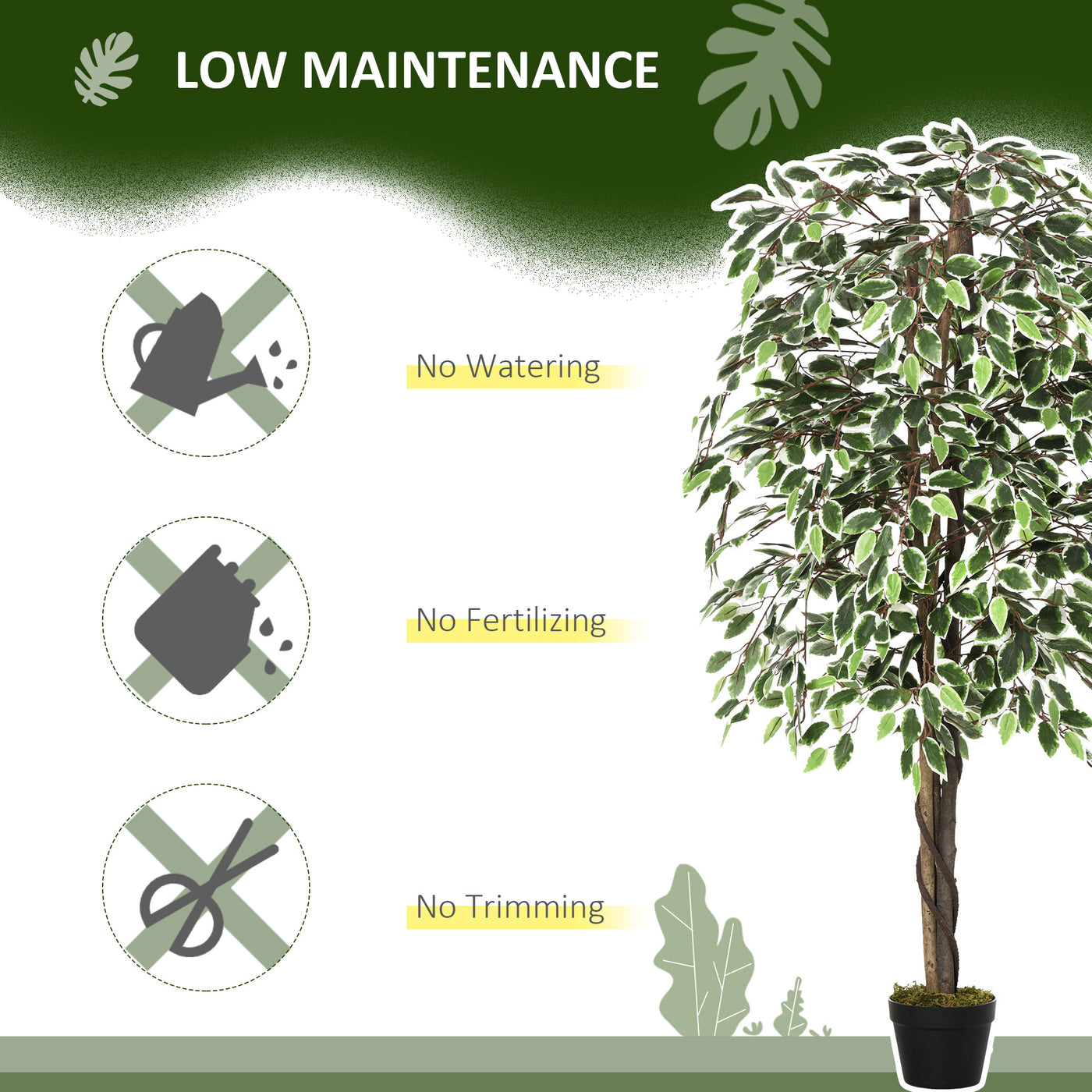 5.3ft Artificial Tree, Indoor Fake Ficus with Pot, for Home Office Living Room Decor