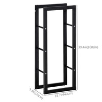 15.7" x 9.8" x 39.4" Firewood Rack Outdoor, Log Holder Fireplace Storage Rack with Handles and 220 lbs. Weight Capacity, Black