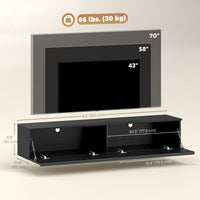 Wall Mounted TV Stand, Floating TV Cabinet with Storage, for TVs up to 70", High Gloss Effect, Black