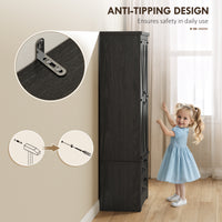 Farmhouse Kitchen Pantry Storage Cabinet, 64" Freestanding Kitchen Pantry Cabinet with Drawers, Distressed Black