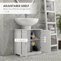 Bathroom Vanity, 24" Pedestal Sink Bathroom Vanity Furniture with 2 Doors and Shelf, White