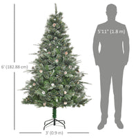HOMCM 6FT Artificial Christmas Snow Pine Tree Holiday Home Xmas Decoration with Automatic Open, Pinecone, Green