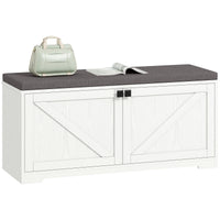 Shoe Storage Bench with Padded Seat, Entryway Bench Holds up to 352 lb, Shoe Organizer, 8 Pairs, White Wood Grain