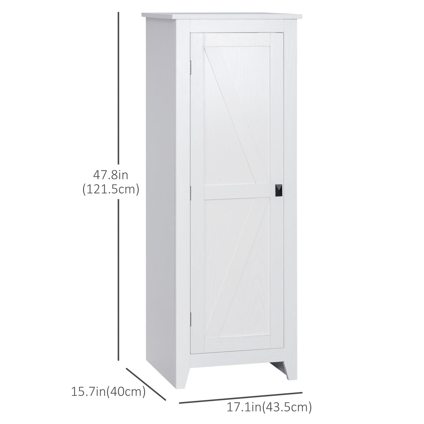 48" Farmhouse Kitchen Pantry Storage Cabinet with Barn Door, Kitchen Pantry Cabinet with Adjustable Shelves, White