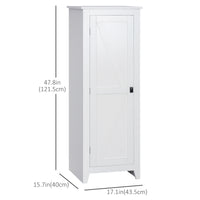 48" Farmhouse Kitchen Pantry Storage Cabinet with Barn Door, Kitchen Pantry Cabinet with Adjustable Shelves, White