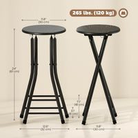 Set of 4 Foldable Barstools, Counter Height Bar Stools with Footrest and Steel Legs for Kitchen Island, Black