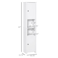 Tall Medicine Cabinet, Freestanding Bathroom Storage Cabinet with Shelves and 2 Cupboards, Bathroom Organizer, White