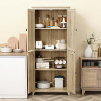 72" Freestanding Storage Cabinet, Kitchen Pantry Cabinet with Doors and Shelves for Dining Room, Natural