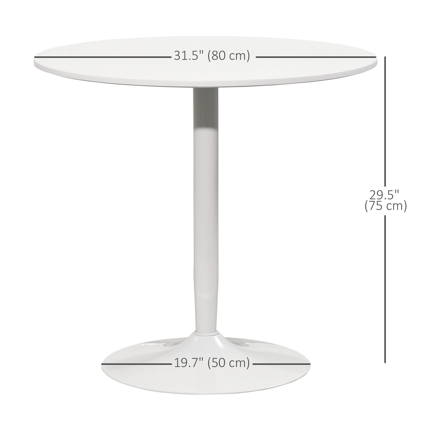 Modern Kitchen Table for 2 people, Round Dining Table with Steel Base for Living Room, Dining Room, White