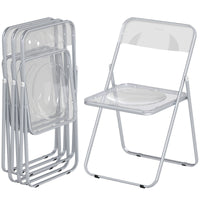 4 Pack Acrylic Foldable Chairs, Transparent Folding Chairs for Living Room, Home Office, Party, Clear