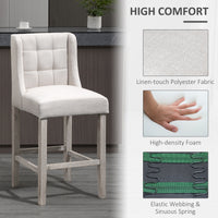 Modern Counter Bar Stools Tufted Upholstered Counter Chairs Set of 2 for Kitchen, Beige